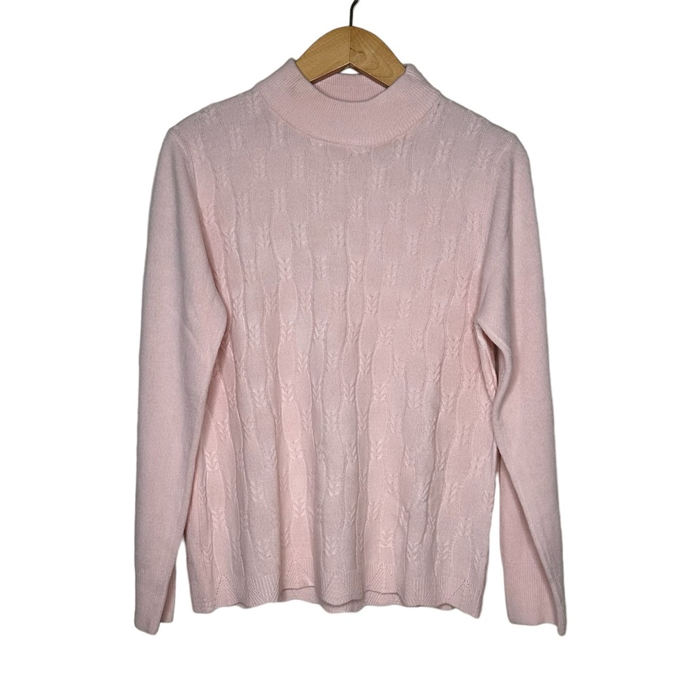 Women’s Pink Cable Knit Pullover Sweater Large